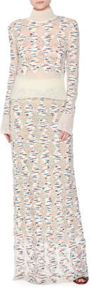 Missoni Open-Knit Confetti-Diamond Maxi Skirt