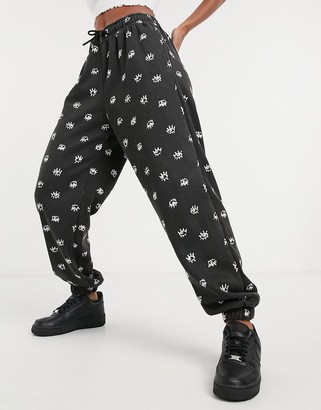 Topshop eye print sweatpants in black - ShopStyle Activewear Pants