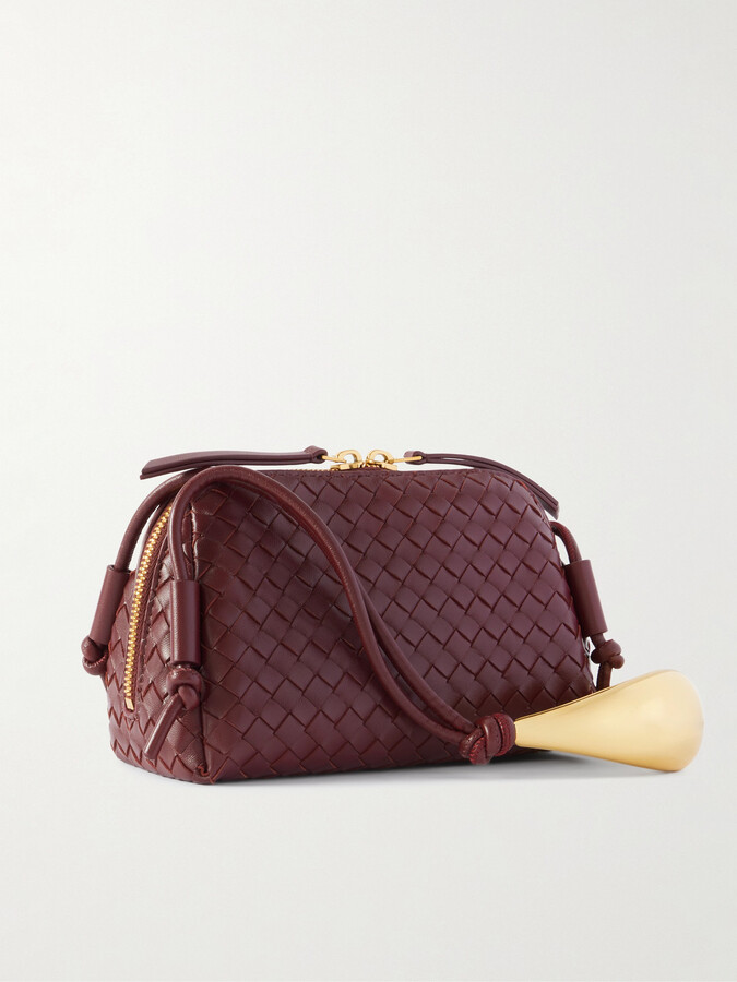 Bottega Veneta Concert Pouch Intrecciato Leather Shoulder Bag - Burgundy