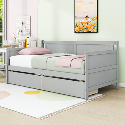Bay Isle Home Twin Wood Daybed with Two Storage Drawers