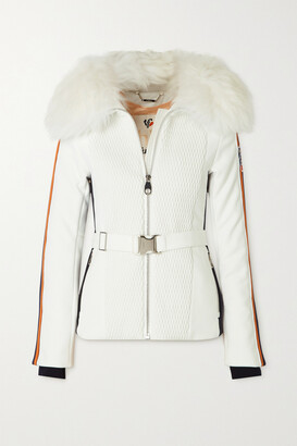 Chloé - + Fusalp Belted Shearling-trimmed Striped Quilted Ski Jacket - White