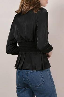 FRNCH Satin Woven Tie Neck Blouse