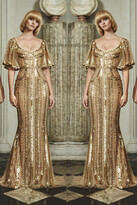 Thumbnail for your product : ZUHAIR MURAD Gold Trumpet Sleeves Gown