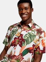 Thumbnail for your product : Topman Ecru Lily Floral Print Slim Shirt