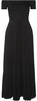Thumbnail for your product : Alice + Olivia Off-The-Shoulders Paneled Jersey And Chiffon Plisse Midi Dress