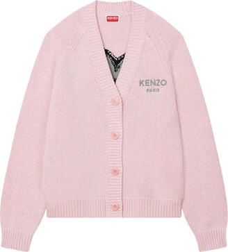 トップス KENZO BOKE FLOWER CREST CARDIGAN KENZO Boke Flower Crest Cardigan Beige at CareOfCarl.com