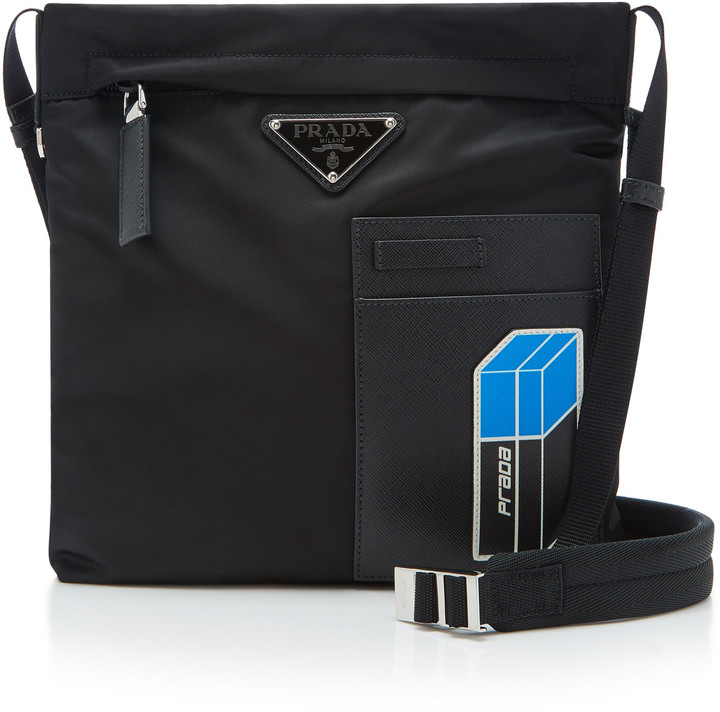 prada leather trimmed messenger bag