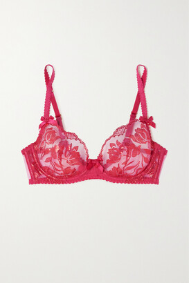 Agent Provocateur - Sparkle Metallic Embroidered Tulle Underwired Plunge Bra - Pink