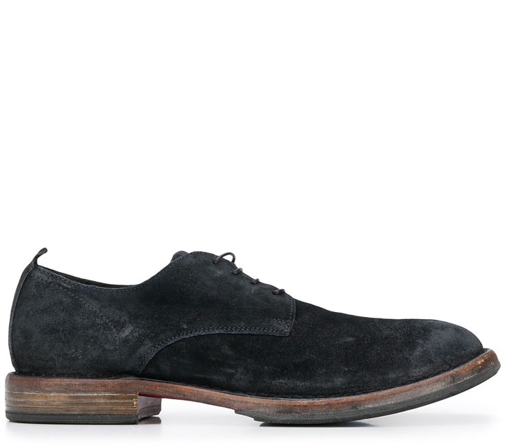 blue suede derby shoes