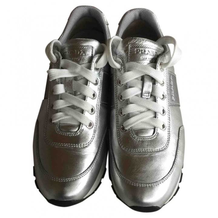 prada silver trainers