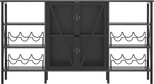 TruAIRFarmhouseWineBarCabinetwithLEDLightIndustrialCoffeeBarwithWineRackandGlassHolder