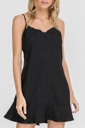 Lush Black Embroidered Dress