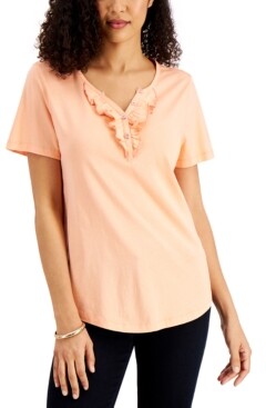 peach halter neck ruffle top