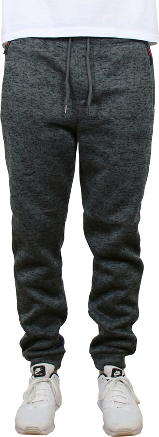 Galaxy By Harvic Men's Slim-Fit Marled Fleece Joggers with Zipper Side  Pockets - ShopStyle Pants