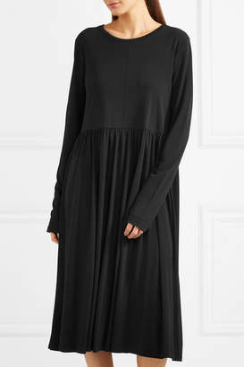 Jil Sander Oversized Canvas-trimmed Jersey Midi Dress - Black