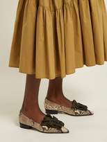 Thumbnail for your product : Rue St. - Siroka Pointed Toe Python Effect Leather Flats - Womens - Cream Multi