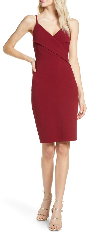 lulus surplice spaghetti strap cocktail sheath