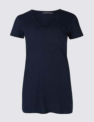 Marks and Spencer Pure Cotton Lightweight V-Neck T-Shirt