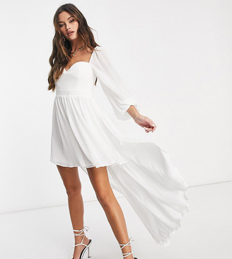 Ei8th Hour exclusive balloon sleeve high low dress in white