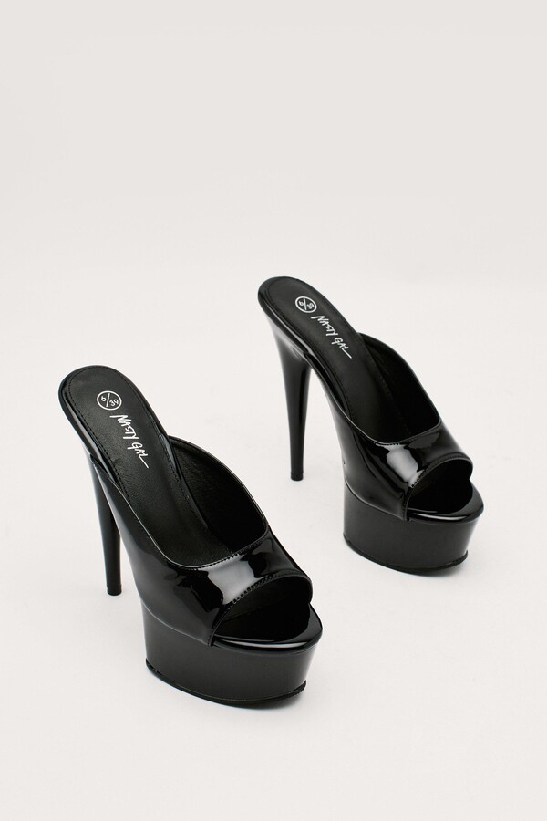 black platform peep toe heels