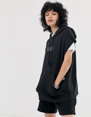 Collusion Unisex oversized sleeveless hoodie with print
