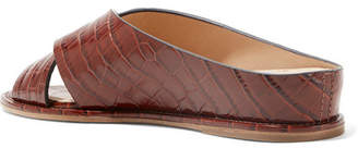 Ellington Leather Goods Gabriela Hearst Croc-effect Leather Wedge Sandals - Brown