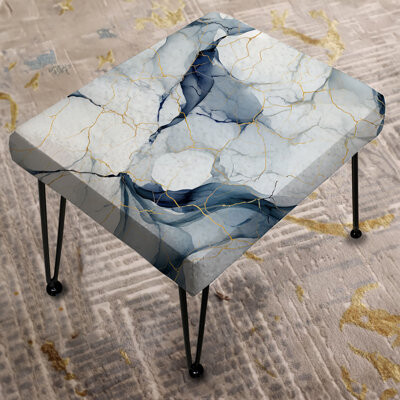 Design Art White And Grey Marble Harmony Pattern - Marble Rectangle Ottoman