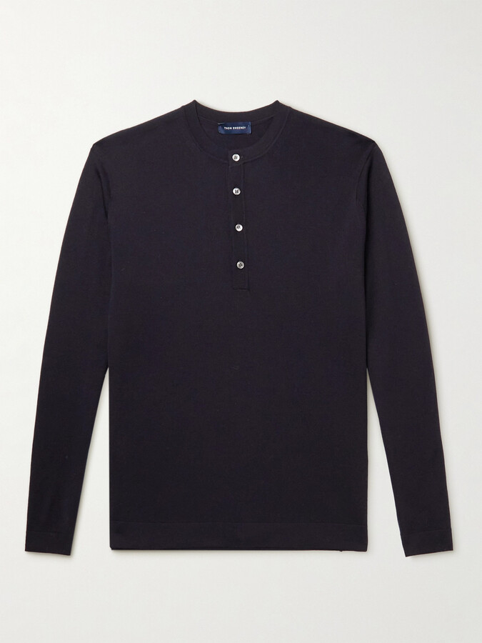 Thom Sweeney Merino Wool Henley TShirt ShopStyle Long Sleeve Shirts