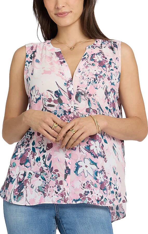 NYDJ Sleeveless Pleat Back Blouse