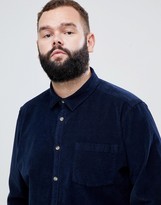 Thumbnail for your product : ASOS DESIGN Plus slim fit stretch cord shirt in navy
