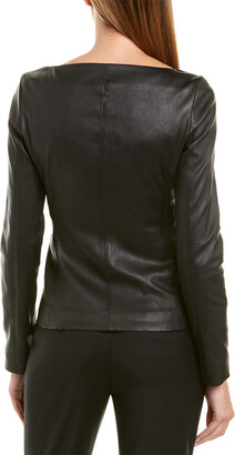 Theory Fitted Leather Wrap Jacket