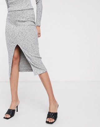Palones Pull-on Rib Knitted Skirt in Grey
