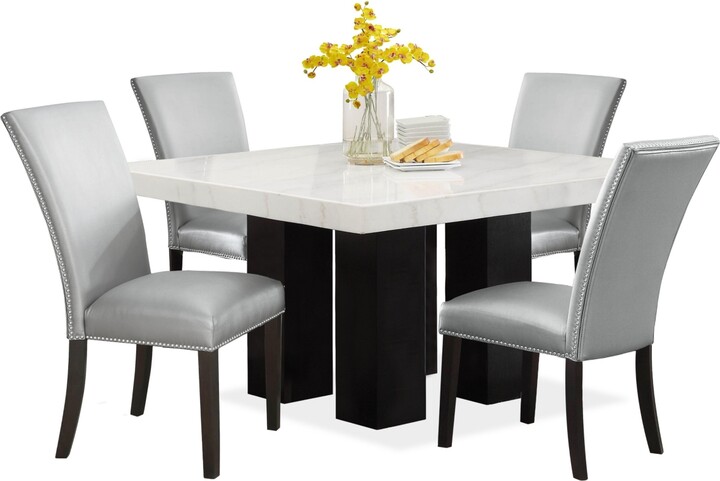 Furniture Camila 54" Square Dining Table and Silver Dining Chair 5