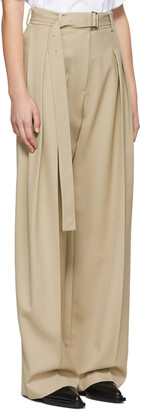 System Beige Polyester Trousers