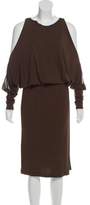 Thumbnail for your product : Michael Kors Cold-Shoulder Belted Dress w/ Tags Brown Cold-Shoulder Belted Dress w/ Tags