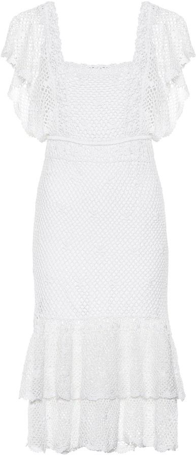 white cotton crochet dress