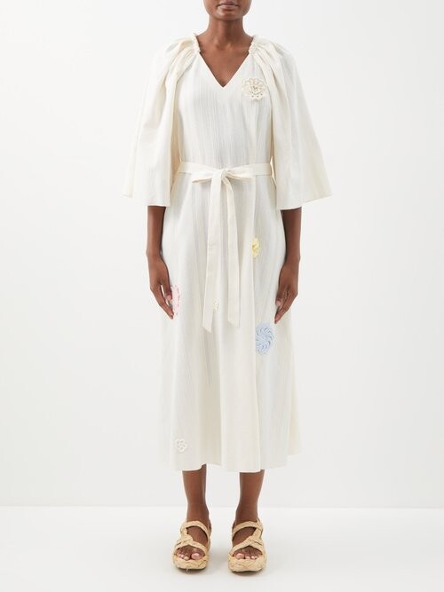 Vika 2.0 Floral-appliqué Organic Cotton-blend Dress - ShopStyle