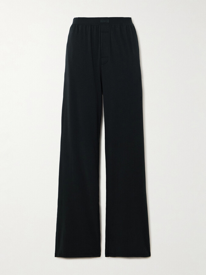 SKIMS - Boyfriend Stretch-modal And Cotton-blend Jersey Track Pants - Onyx