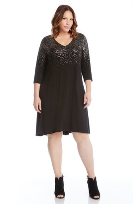 Karen Kane Plus Size Women's Speckled Print A-Line Dress