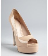 Thumbnail for your product : Sergio Rossi nude patent leather platform peep toe pumps