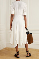 Thumbnail for your product : Loewe Asymmetric Silk And Voile Midi Dress - White