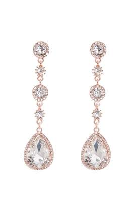 Quiz Rose Gold Diamante Long Earrings