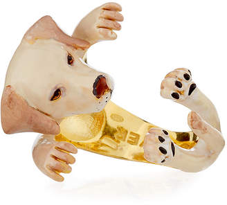 Visconti & Du Reau Labrador Retriever Plated Enamel Dog Hug Ring, Size 6