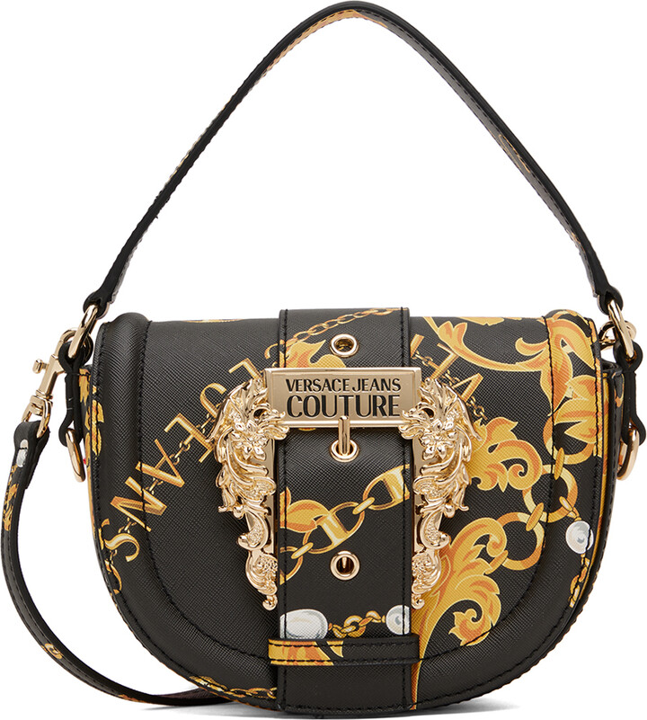 Black And Gold Bag With Gold Chain Strap