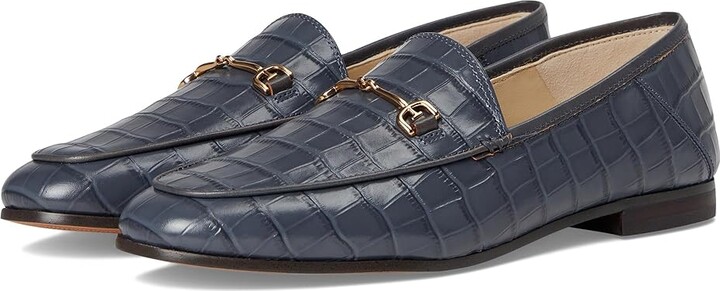 Sam Edelman Loraine Loafer/Moc Shoes Women's Flat Shoes Galaxy Gray Croco : 9 M, Polyester