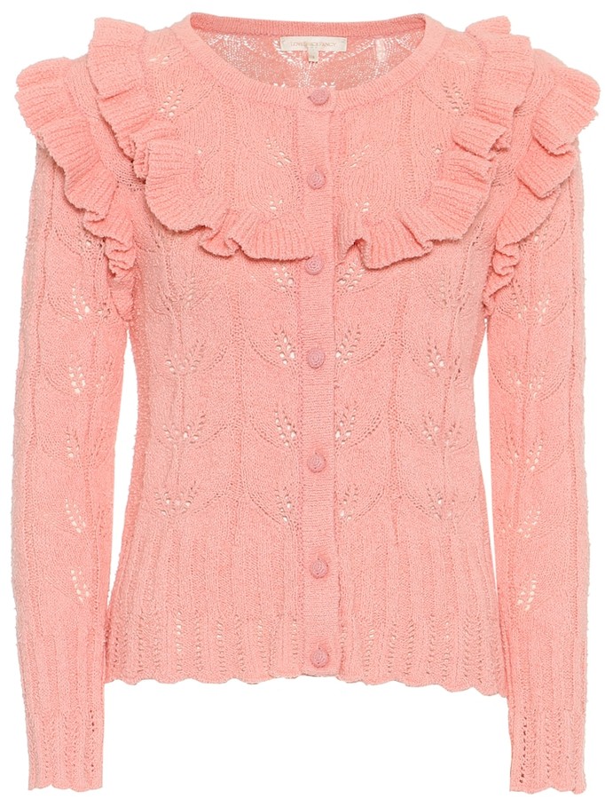 pink ruffle cardigan