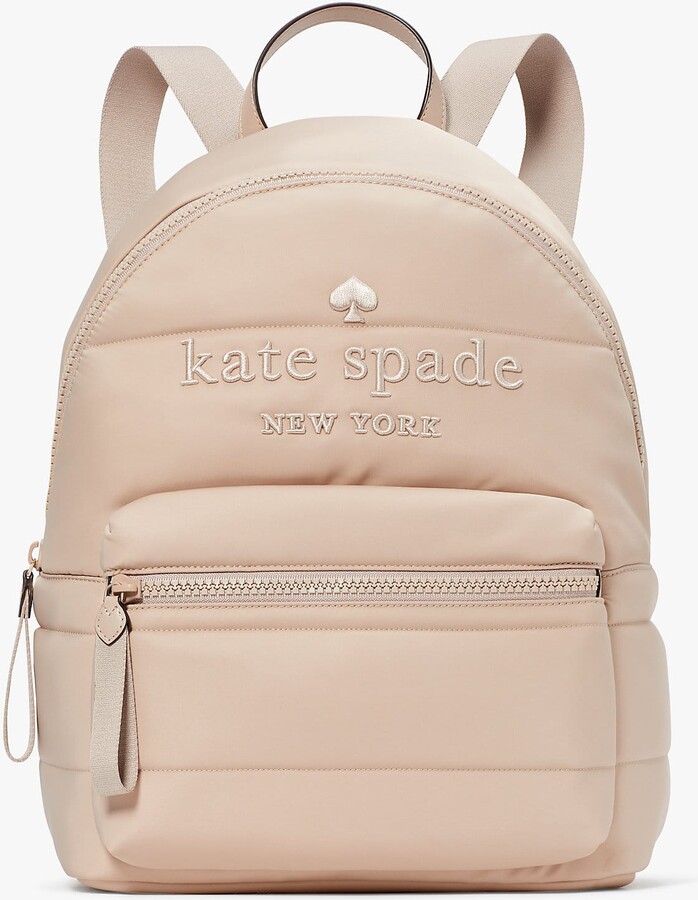 Kate Spade Staci Medium Colorblock Warm Beige Saffiano Leather Dome  Backpack Bag