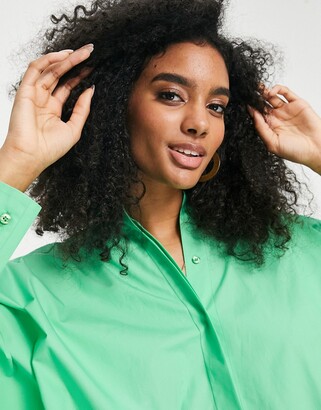 ASOS EDITION oversized midi shirt dress in bright green