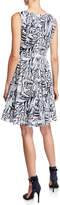 Thumbnail for your product : Neiman Marcus Printed Eyelet Sleeveless Fit-&-Flare Dress