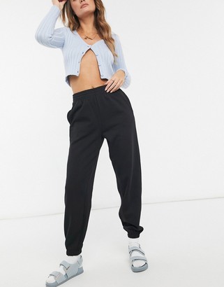 New Look 2 pack oversized cuffed joggers in black & grey